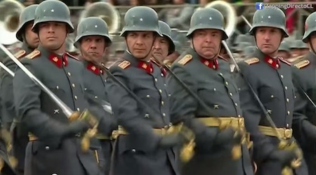 Chilean Reserve Officers Marching in Parade